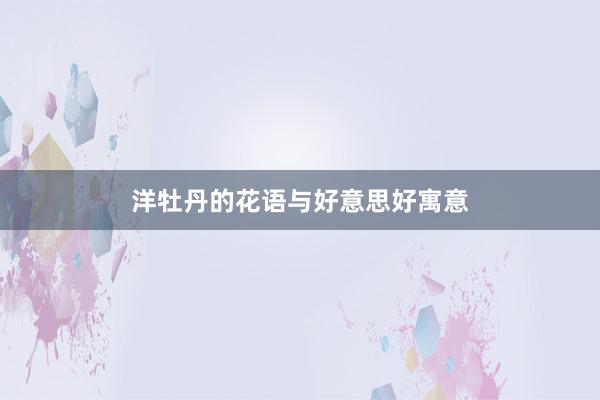 洋牡丹的花语与好意思好寓意